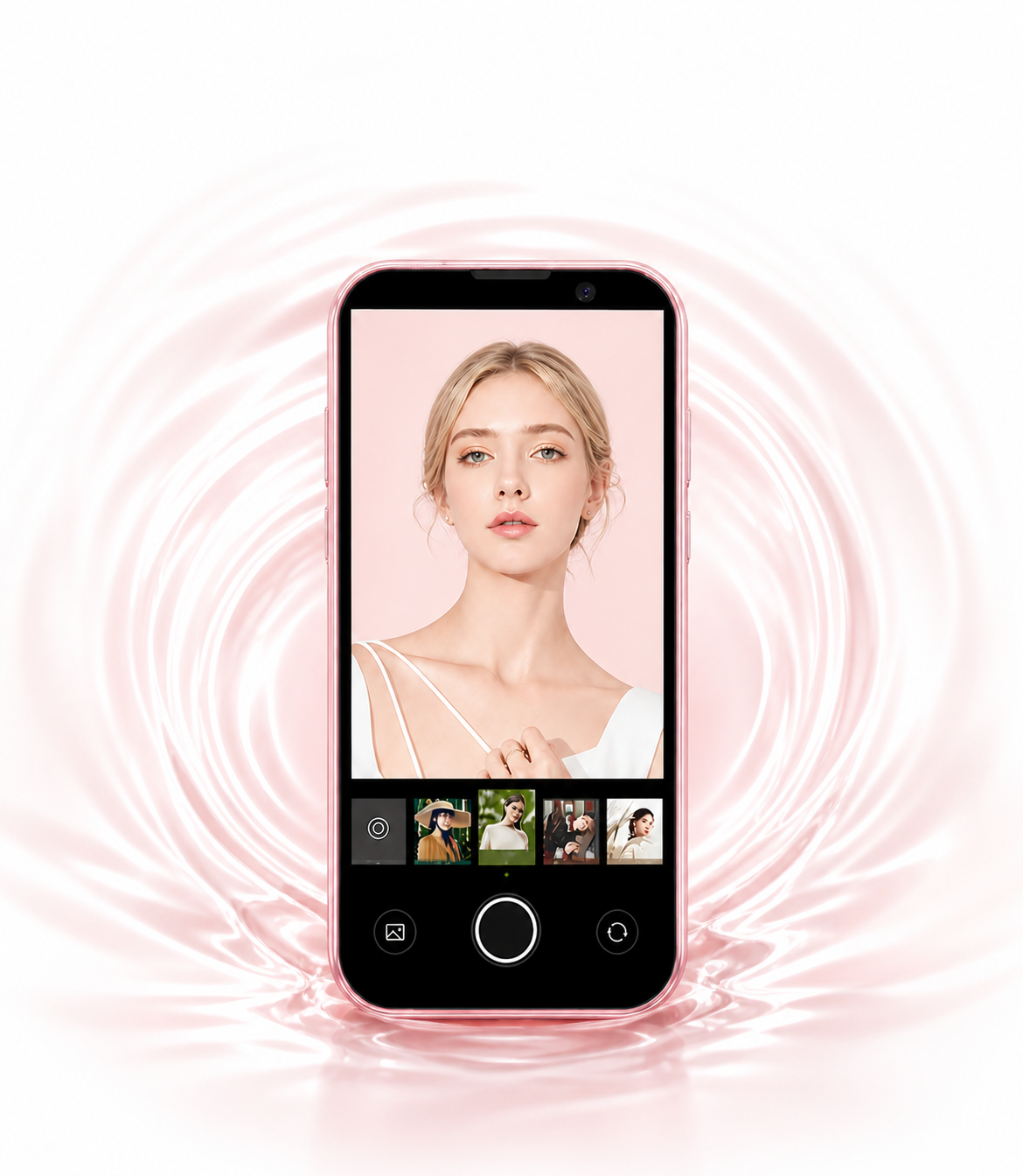 Mini Smart Phone front camera capturing portrait
